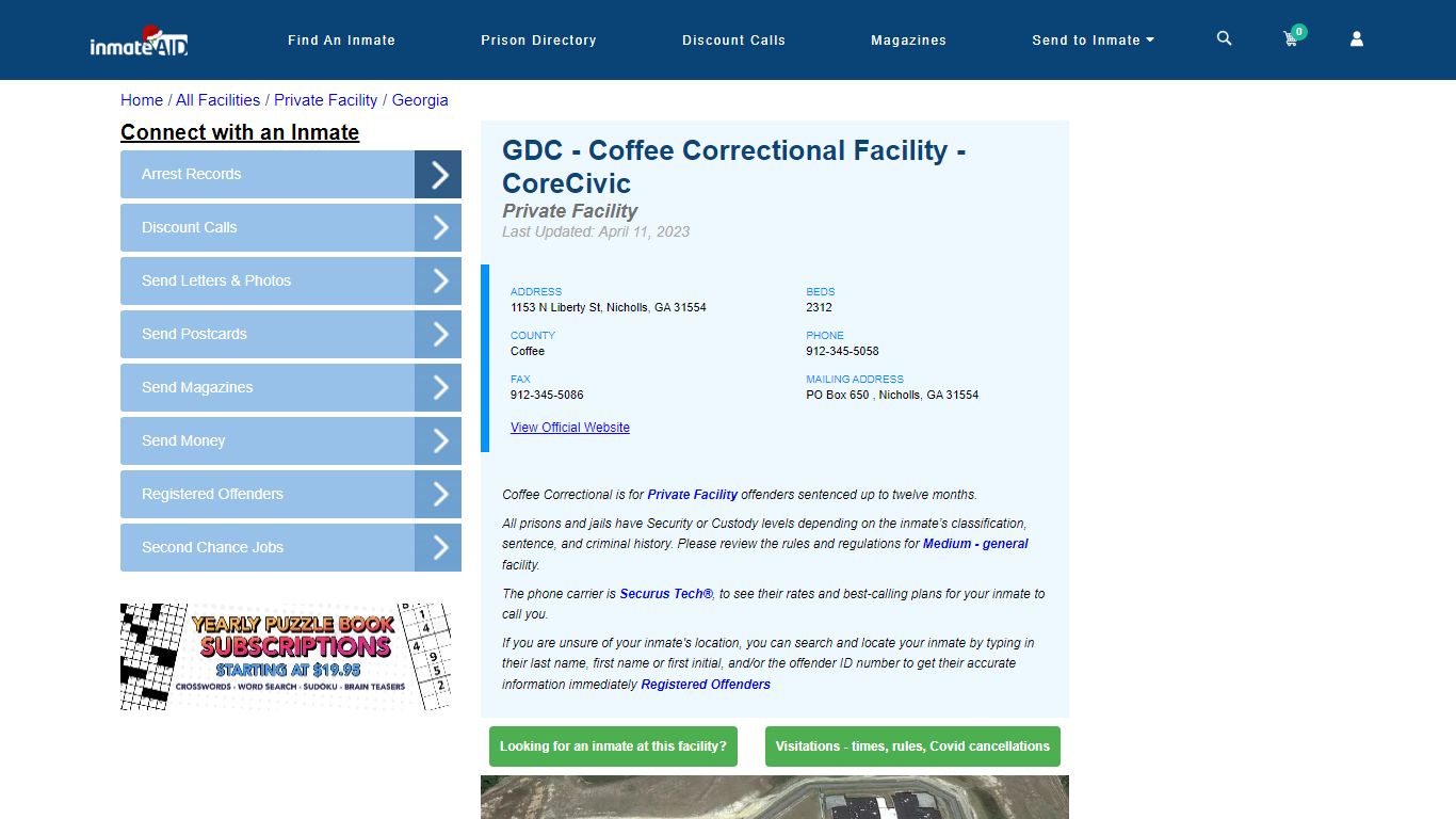 GDC - Coffee Correctional Facility - CoreCivic - Inmate Search ...