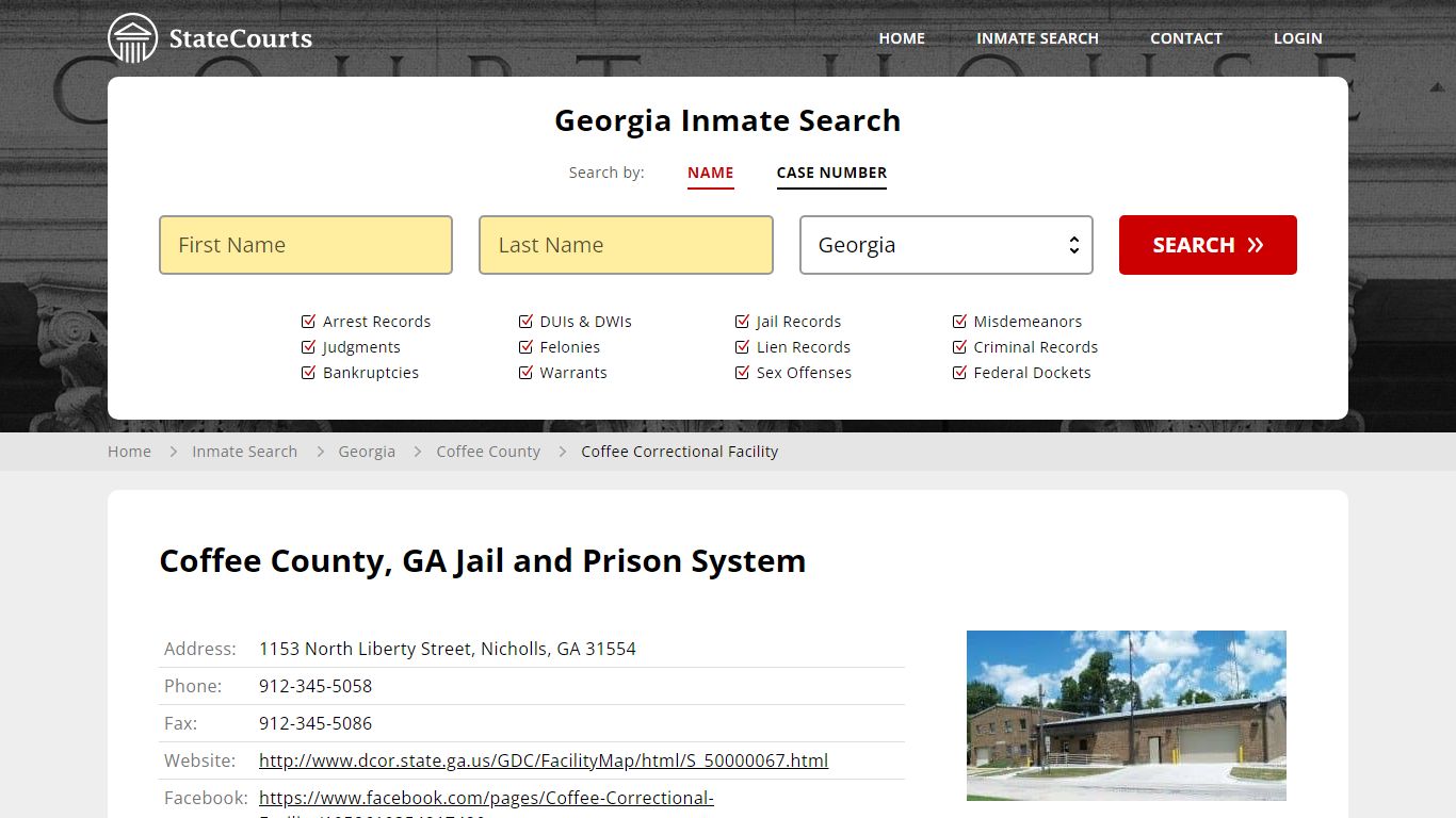 Coffee Correctional Facility Inmate Records Search, Georgia - StateCourts